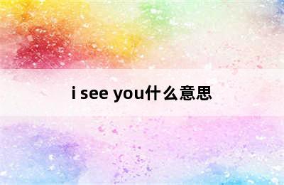 i see you什么意思